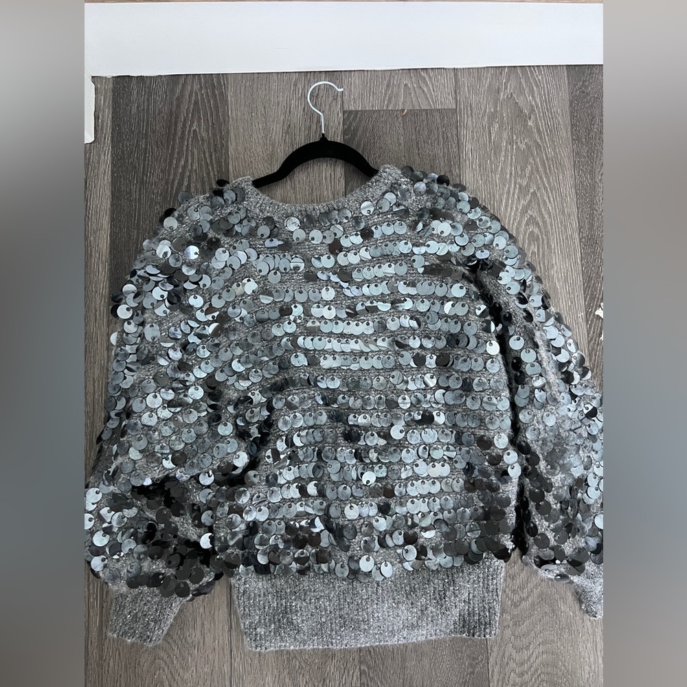Gray Sequin Sweater - image 4